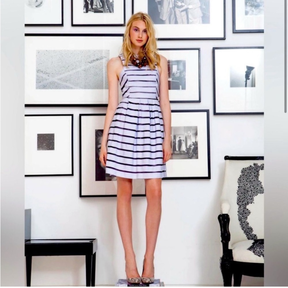 NWT Lela Rose $890 Bergdorf 🎁 lilac tulle grosgrain striped dress, silk sz 6